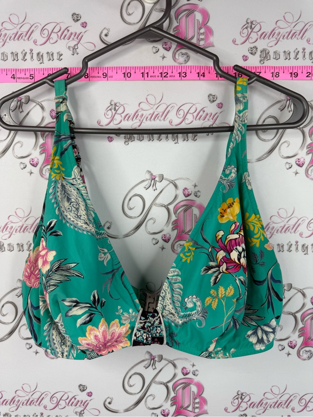 Seafolly bikini top flowers swim pool beach Teal Floral Bikini Top